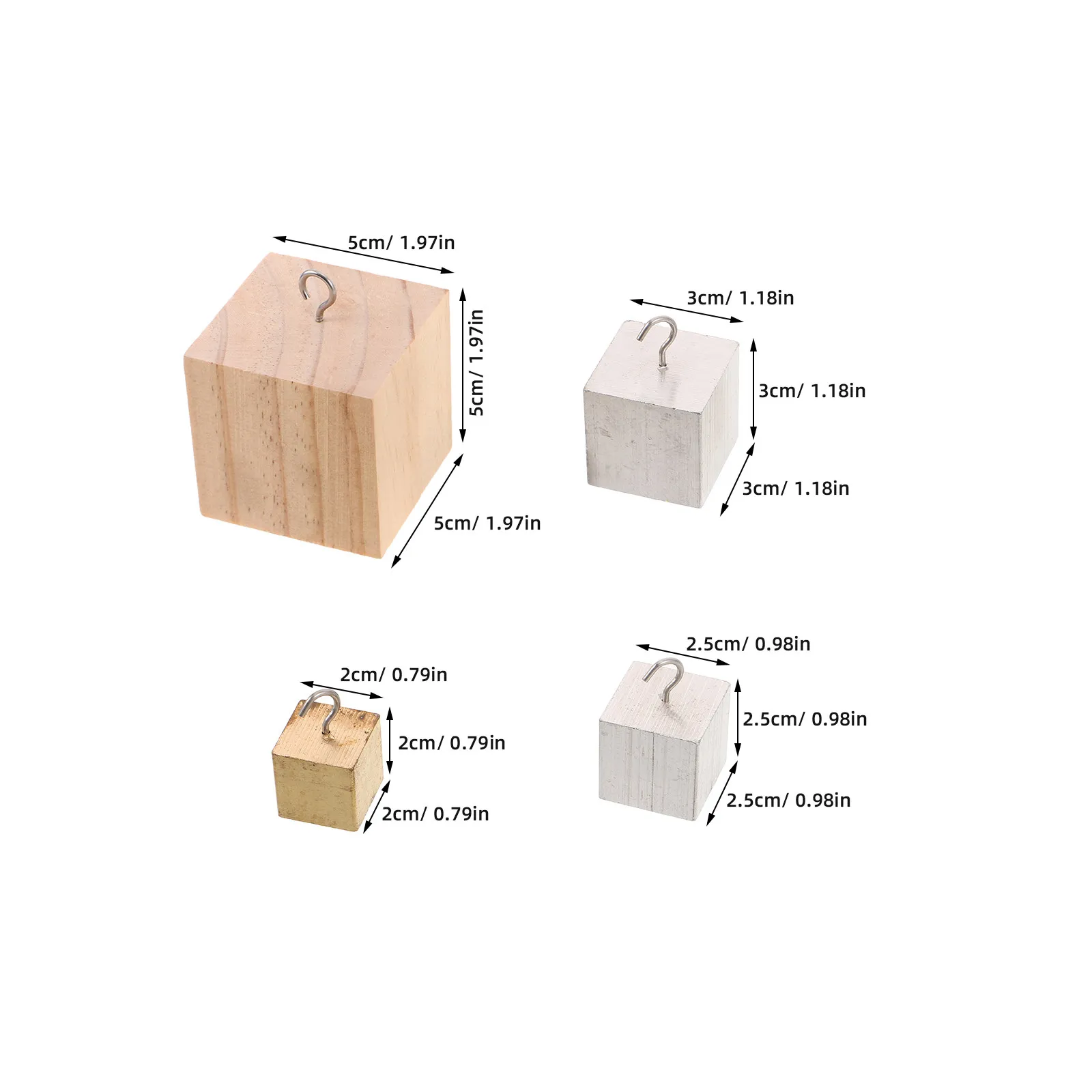 1Set Physical Teaching Tools Copper Iron Aluminum Wood Density Blocks Small Cubic Elements for Stem Science Lab Equipment