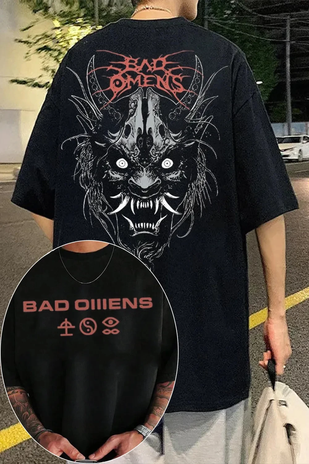 Hot Limited Bad Omens Band Mens Womens Cotton Tees Summer Casual Short Sleeve Round Neck Clothing Loose Tops Trend Unisex Tee