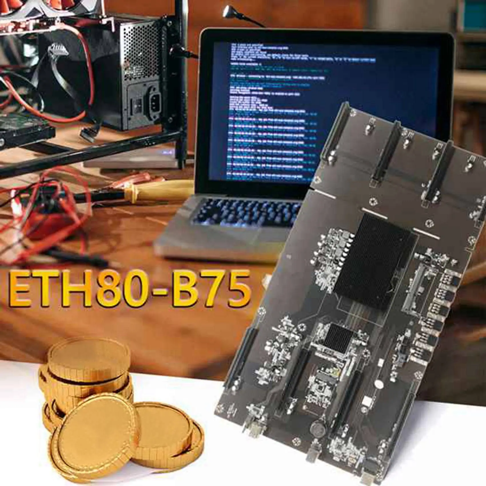Carte mère minière ETH80 B75 BTC, processeur G1610, ventilateur de refroidissement CPU, 8XPCIE 16X LIncome 1155, prise en charge 1660, 2070, 3090