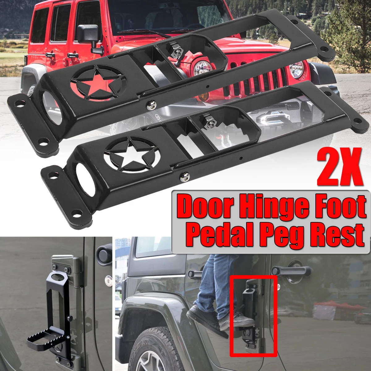 1/2pcs Car Exterior Door Hinge Folding Foot Pedal Peg Rest Pedal Plate Foot PegsFor Jeep For Wrangler JK 2007-2017 2Dr / 4Dr