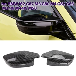Glossy Black Carbon Pattern Rearview Exterior Side Mirror Caps for BMW M240i M440i i4 M50 M2 G87 M3 G80 M4 G82 G83 Replacement