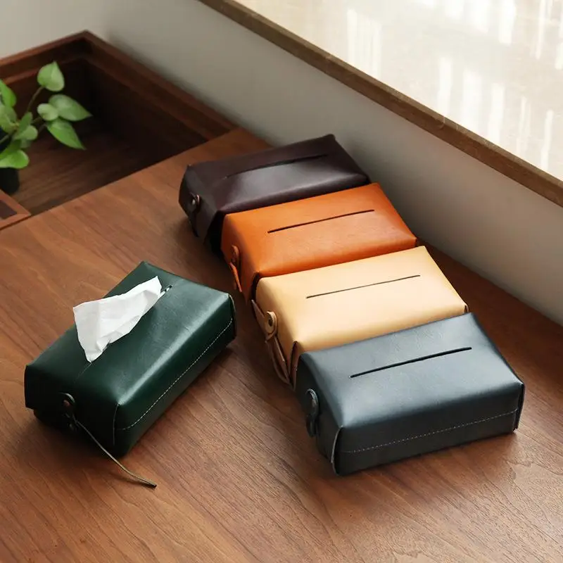 new-handmade-leather-car-tissue-box-storage-box-eco-friendly-plant-tanned-home-automobile-desktop-organizer-tissue-holder