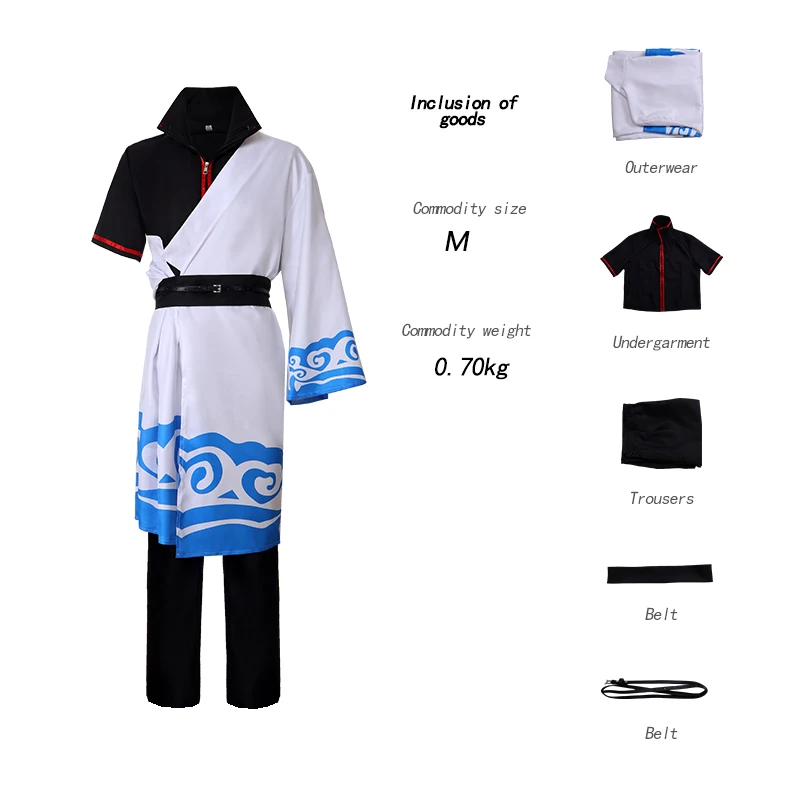 Gintama Cosplay Costumes Sakata Gintoki Anime Cosplay Costume Kimono Halloween Carnival Party Silver Soul Cosplay Costume