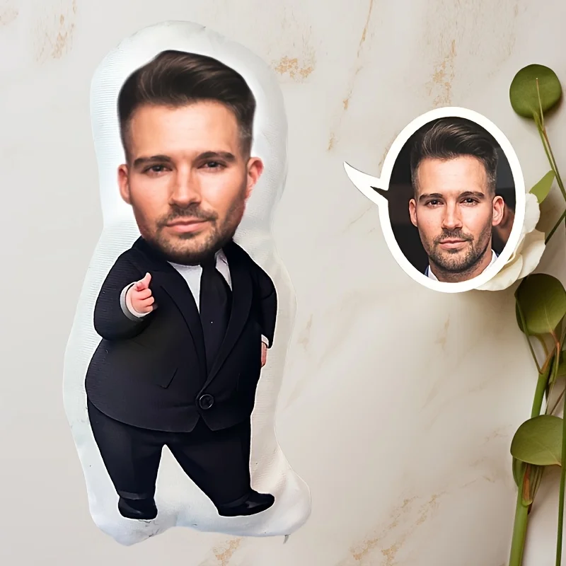 Custom Photo Pillow - Personalized Facial Design for Birthdays, Holidays, Weddings - Machine Washable Polyester Home Decor with