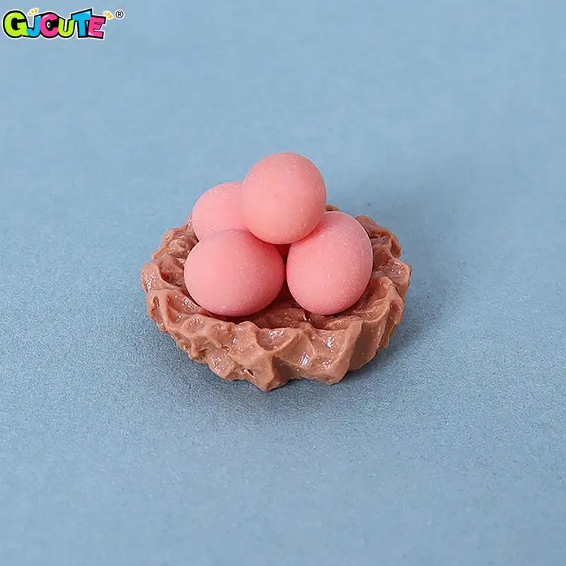 1Pc 1/12 Dollhouse Miniature Chicken Egg And Nest Mini Garden Decor Dolls House Accessories Micro Landscape Ornament