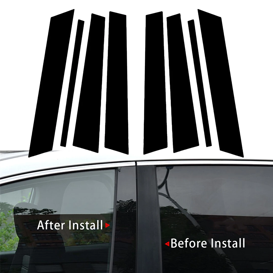 1 Set Black Door Pillar Posts Trims Covers Fit for Ford Edge LINCOIN MKX 2007 2008 2009 2010 2011 2012 2013 2014 PC Plastic