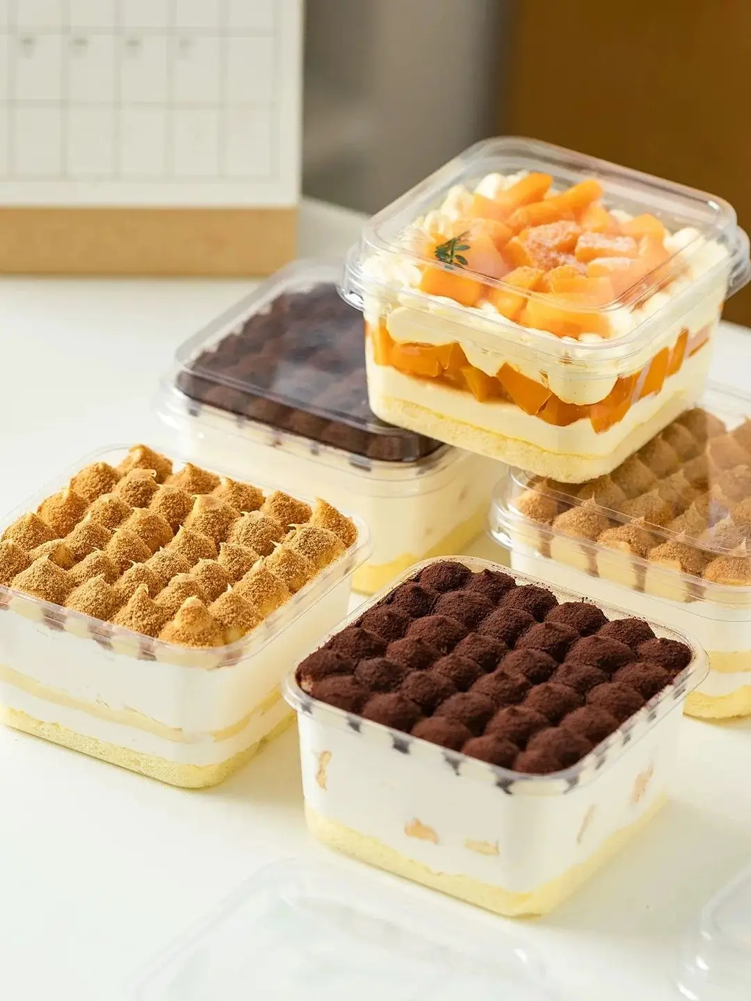 Kuchenbox, quadratische Mousse-Kuchenbox, Einweg-Dessert-Sojamilch-Schichtfrucht-Joghurt-Box, Kuchen-Holzkleie-Becher-Verpackungsbox, 10 Stück – Detail 5