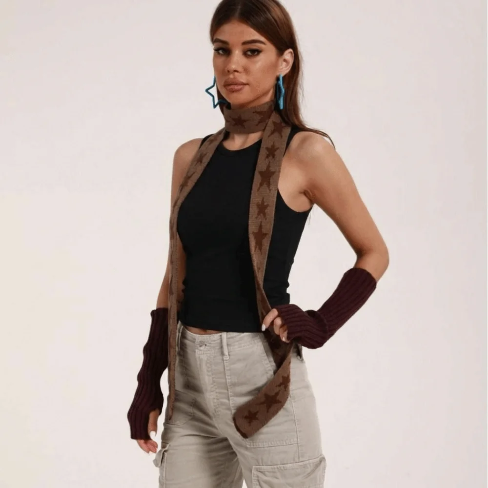 

Gifts Elegant Five-pointed Star Scarf Windproof Y2K Wrap Neck Warmer Anti-cold Warmer Women Neckerchief Unisex