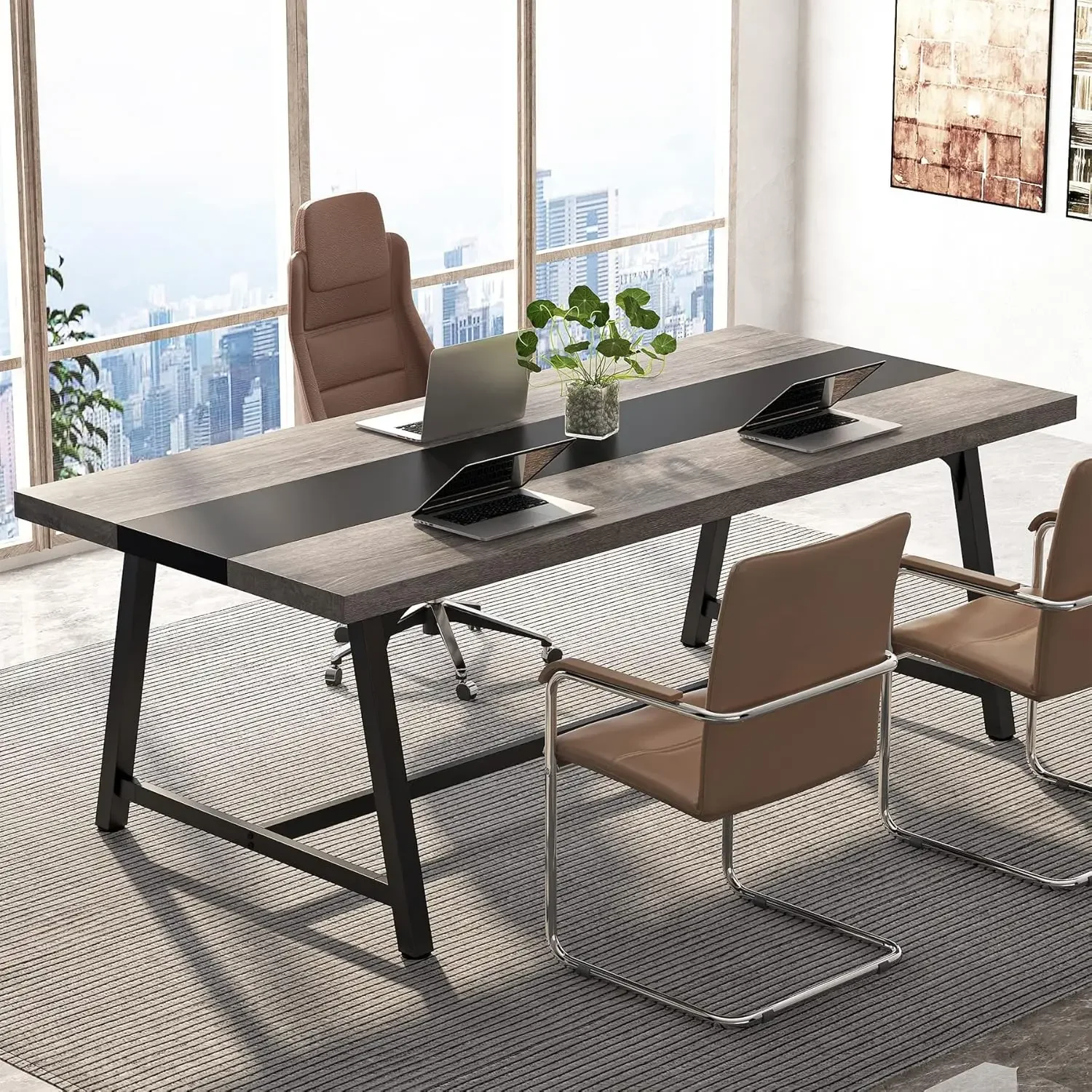 6FT Rectangle Conference Table, 70.87L x 33.46W x 29.92H Inches Meeting Table for Conference Room