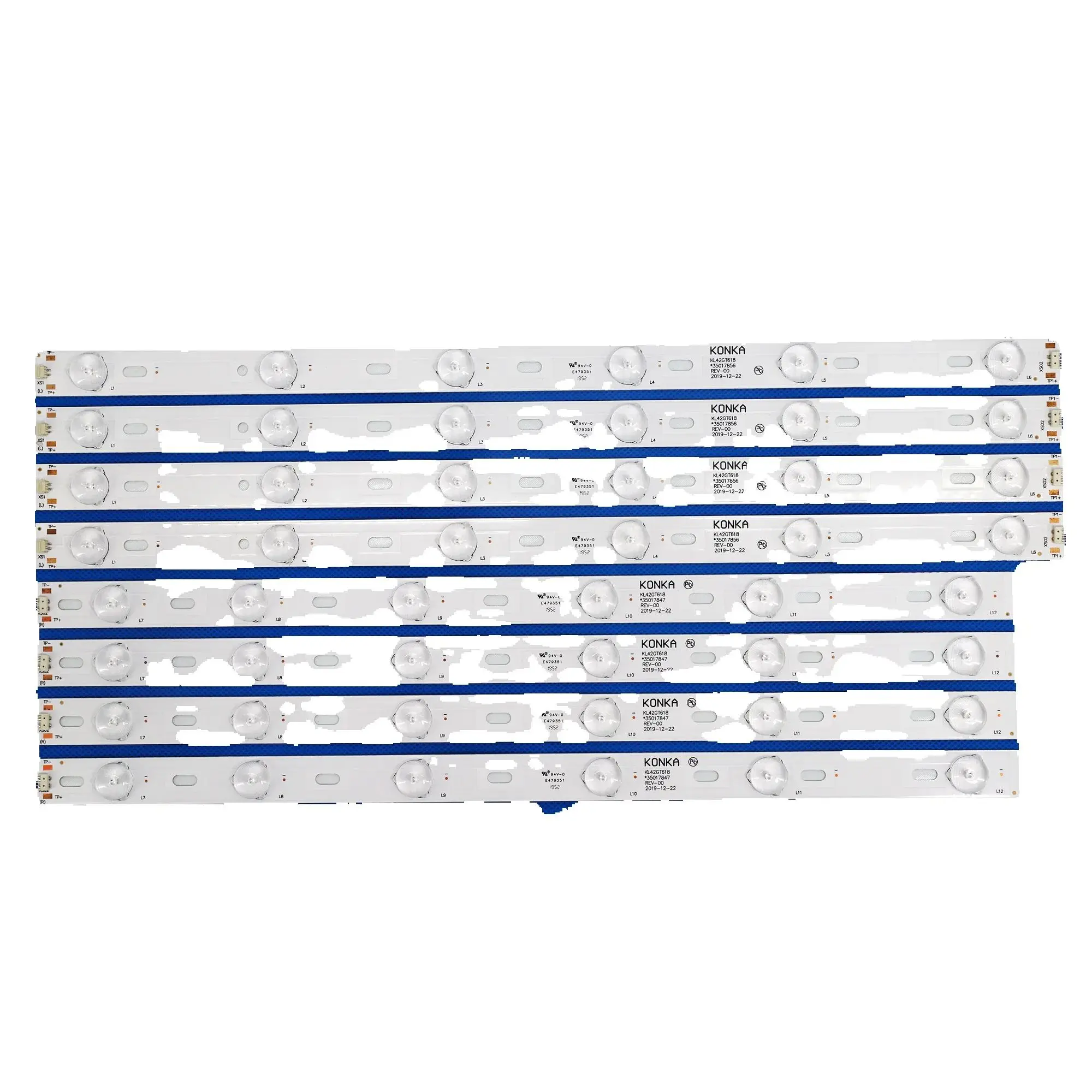 

Комплект из 8 светодиодных планок подсветки (12 ламп) для телевизора Konka 42" KL42GT618, совместимые с 35017849, 35017855, 35017848 - Новая запасная часть