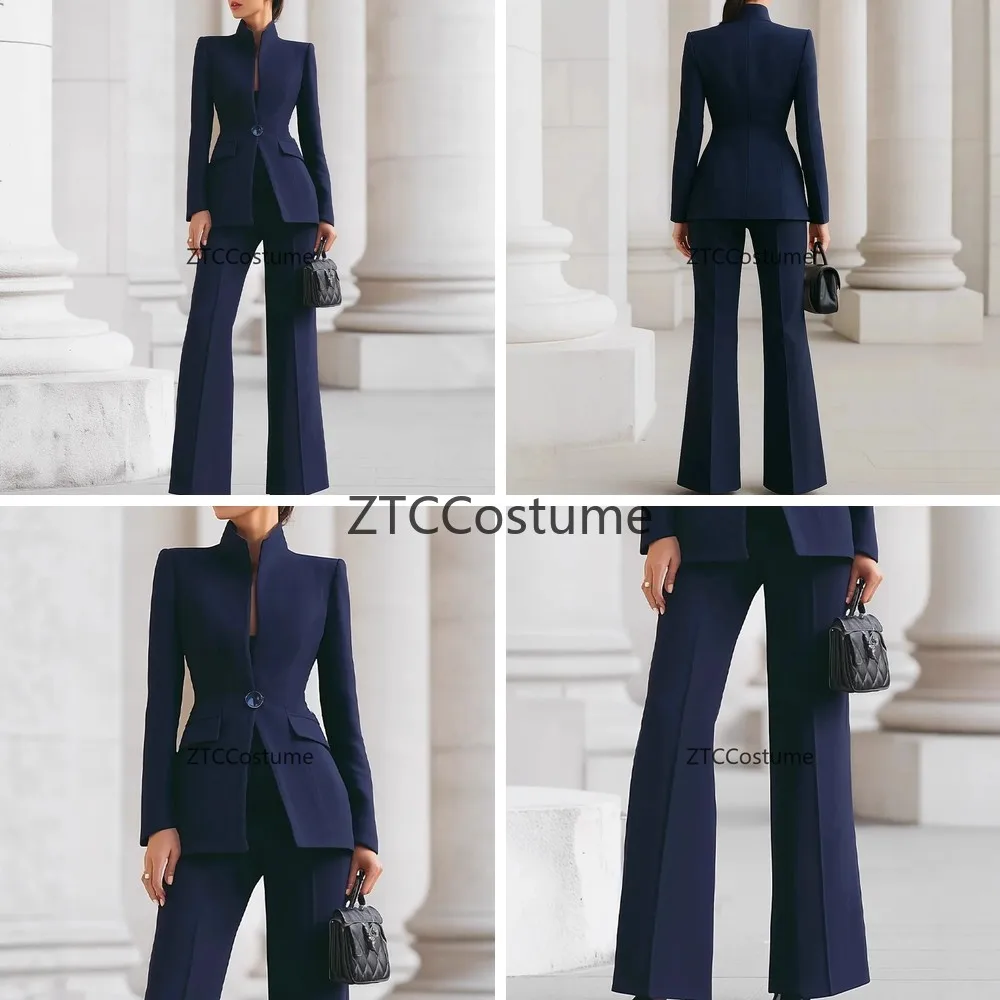 

Cosplay Womens Suit Set Long Sleeve Single Button Blazer with Pocket and Trousers Two Piece Formal Office Wear
