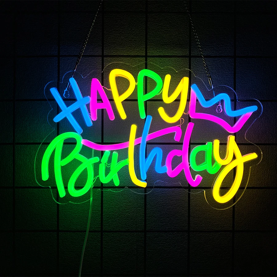 

Happy Birthday Neon Sign For Birthday Party, Wall Decor, Party Decoration, Home, Bedroom, Living Room Decor, Bar, Club