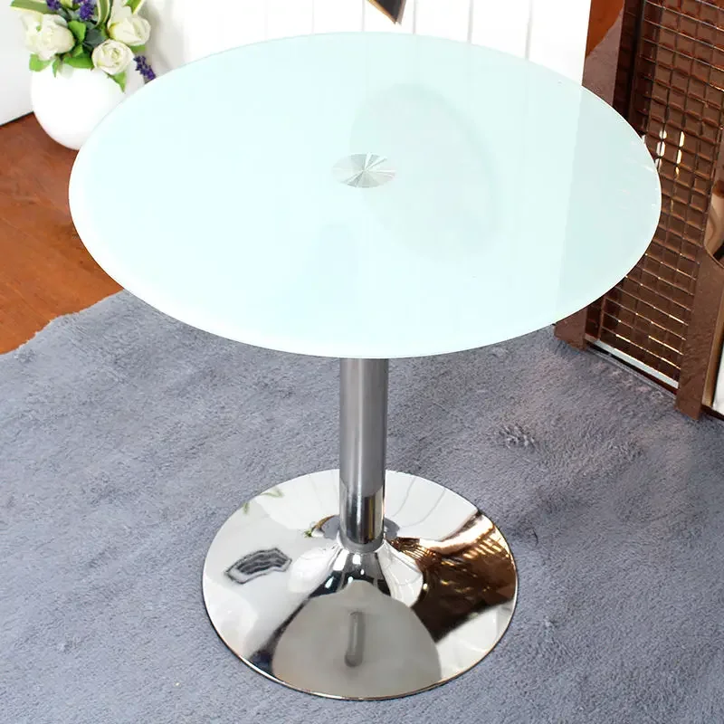 Tempered Glass Round Mesa Negotiation Table Simple Modern Small-sized Dining Table Bay Window Coffee Table Dining Room Furniture