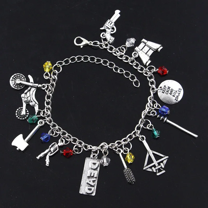 Film The Walking Dead Inspired bracciali Zombie Survival Horror Charm Jewelry Mini ciondolo ascia in lega