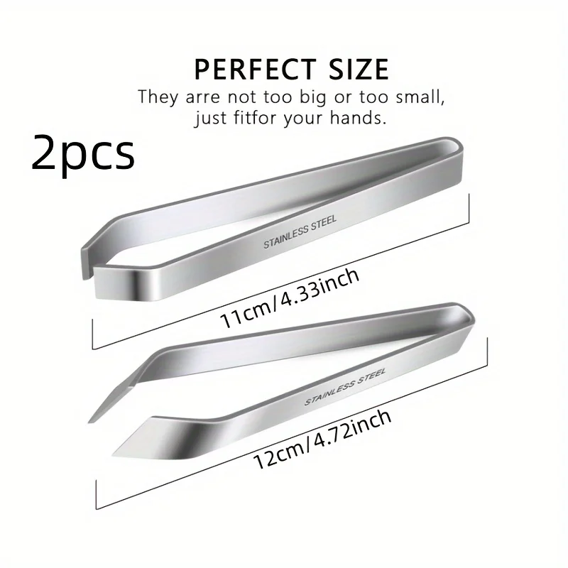 2pcs Fishbone Tweezers, Stainless Steel Flat And Tilted Tweezers Remove Tool for restaurants Eid Al-Adha Mubarak