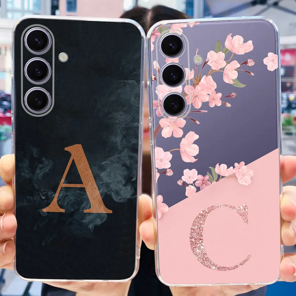 For Samsung Galaxy S24 5G Case SM-S921B Cover Fashion Flower Letters Shockproof Bumper For Samsung S24 Plus Funda S24 Ultra Capa