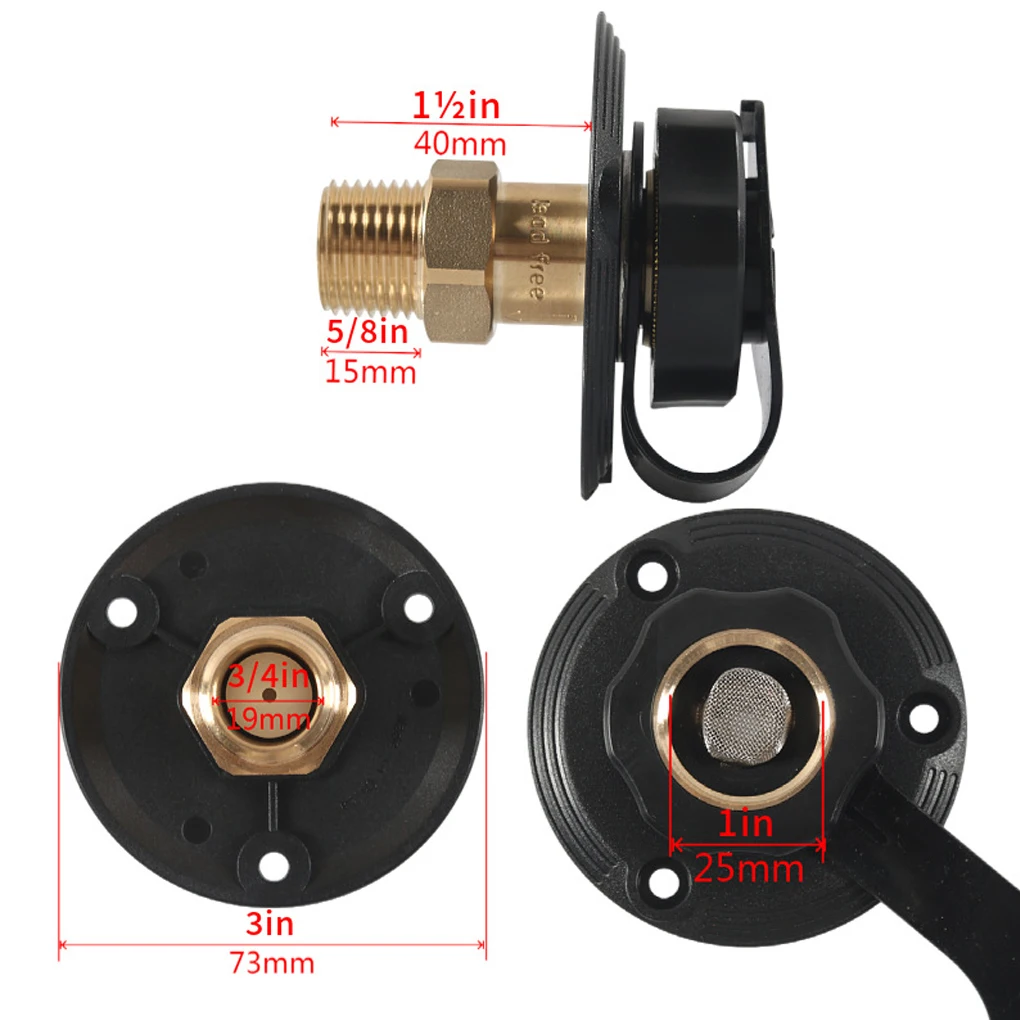 

Brass RV Water Connection RV Water Fill Inlet Water Fill Inlet Check Valve Flange Hose For RV Caravans Inlet