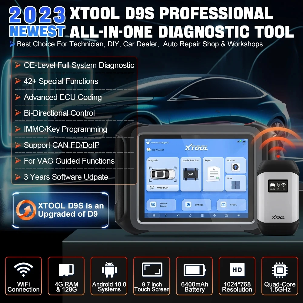 XTOOL D9S Auto Diagnostic tools Topology Map Bi-Directional Control ECU Coding XTOOL D9 Full Diagnostic & 42+ Resets DoIP CAN FD