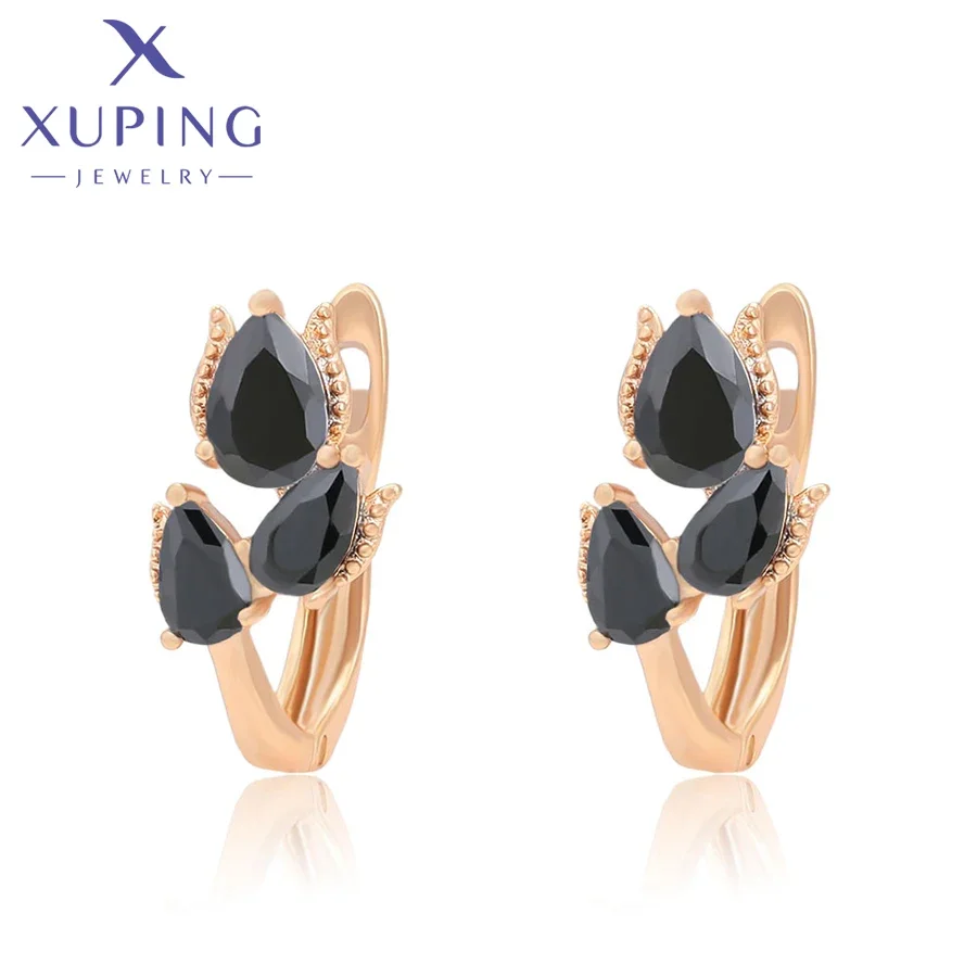 Xuping Jewelry Charm Gift Promotion Copper Alloy Fashion Flower Shaped Gold Color Huggies Earring for Women Gift X000011853