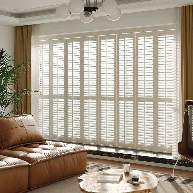 Basswood Venetian Curtains Bedroom Living Room Partition Closets Folding Venetian Doors Breathable Windows