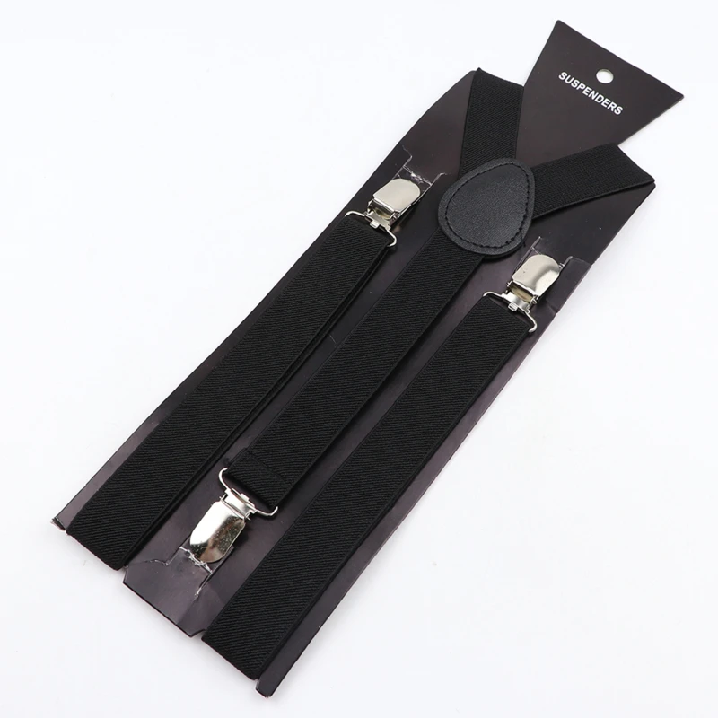Effen kleur elastische lederen bretels bretels mannen vrouwen zwart blauw rood verstelbare bandjes voor bruiloft pak rok accessoires cadeau