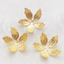 20/100 PCS diy Jewelry Accessories 29mm Gold color Metal Filigree Flowers Slice Five-leaved receptacle Spacer Charms Jewellry