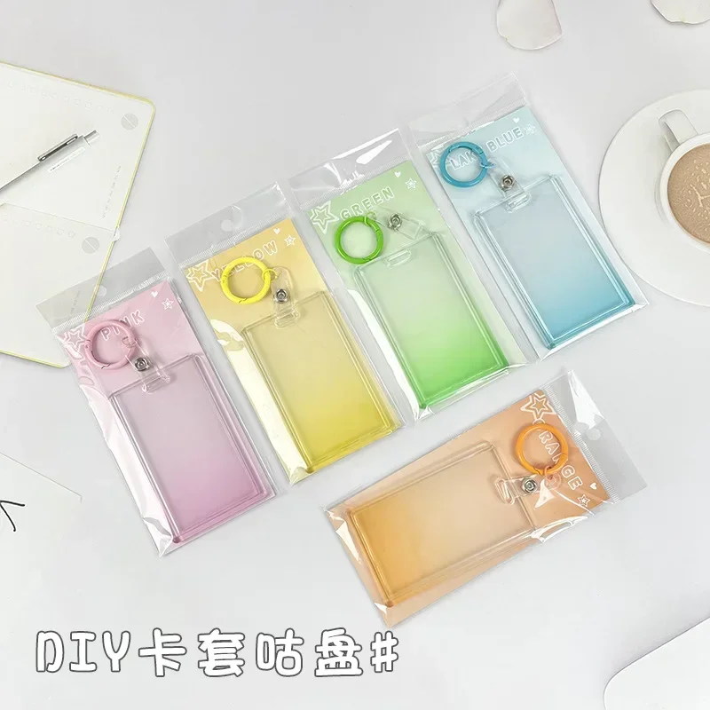 Transparent Photocard Holder Card Protective Case Name Badges Card Sleeve Waterproof Students Meal Bus Card Cover Keychain