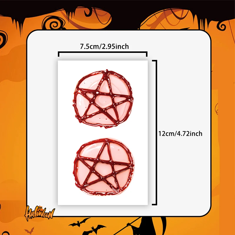 Bloody Pentagram, 1Pc Halloween Horror Makeup, Temporary Tattoo Stickers, For Parties and Halloween Role-playing, Suitable Arm.