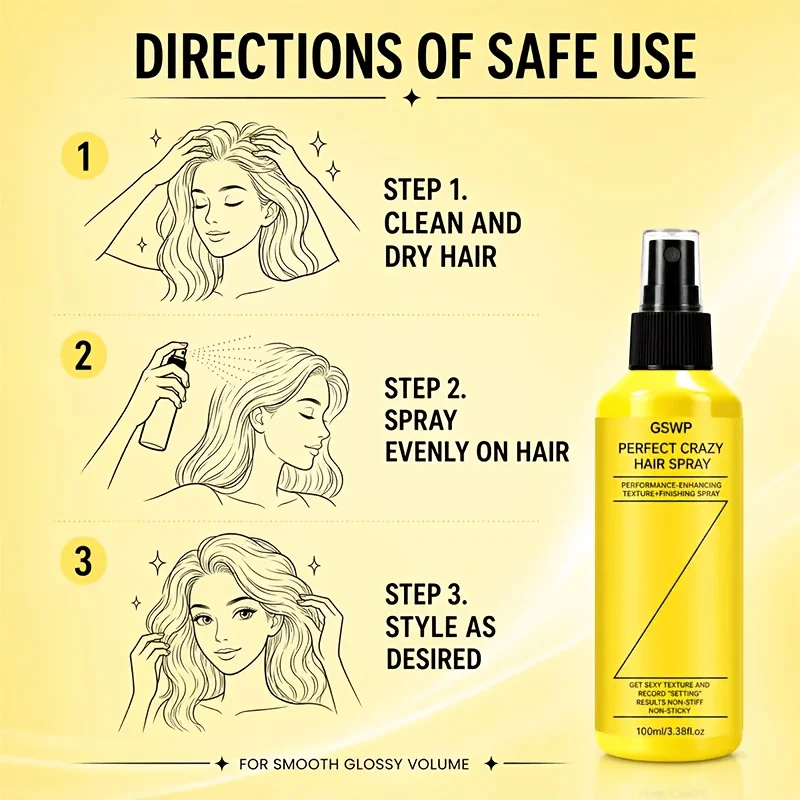 GSWP Volumen- und Fixierspray; schnelle Fixierung, langanhaltendes Volumen, leicht und nicht klebrig, mattes Finish. 100/200 ml. – Detail 10