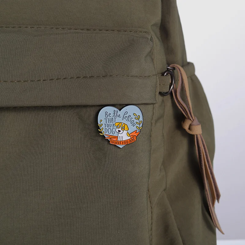 Cartoon positive energy quotes Enamel Pins Inspirational English letter cute dog brooch Fashion Small Ear Studs Jewelry view 4