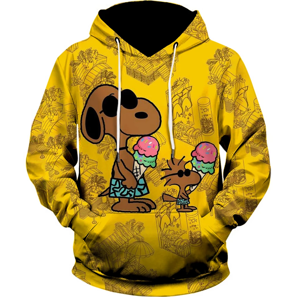 Snoopy Fun Printed Men's Hoodie Cartoon Women Oversized Sweatshirt Tops Autumn Winter Couple Pullover Kid Girl Boy Hoodie