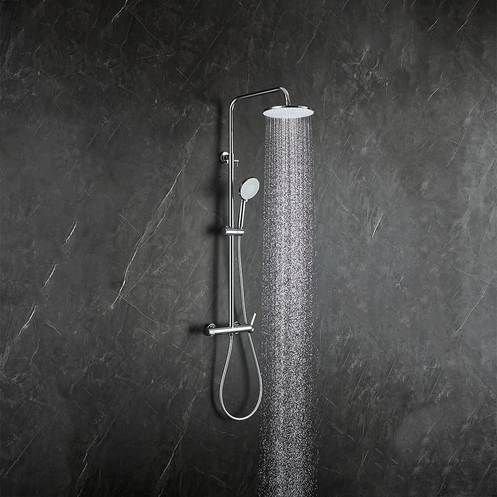 10 سنوات الضمان نظام دش ثرموستاتي جميع النحاس خلاط الأمطار الحمام دش مجموعة المطر حوض الاستحمام شلال دش الحنفيات طقم دش حمام فاخر مثبت على الحائط من الذهب المصقول خلاط مغسلةمعدات الحمامدش استحمام طقم كاملدش مطري #3