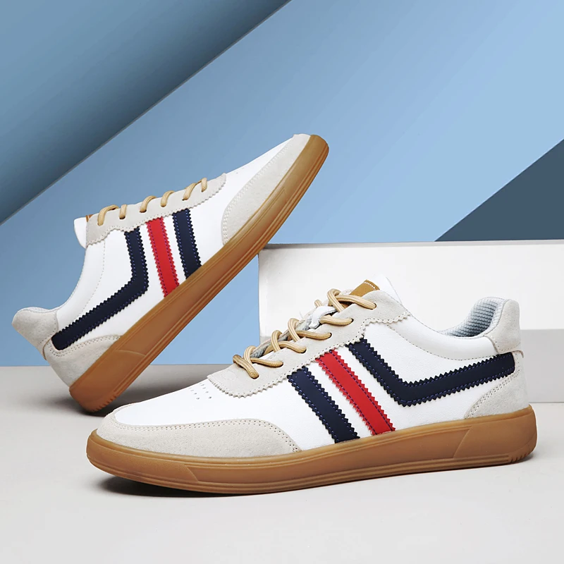 High  Men Flat Bottomed Color Blocked Sports Leisure Board Shoes with Splicing Breathability Anti Slip Comfort Classic Fashion