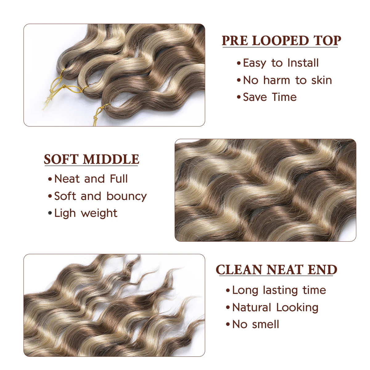 Anna Haar Synthetische Losse Diepe Golf Vlechten Haarextensies 24 Inch Los Diep Ombre Blond Water Wave Curl Twist Gehaakt Haar