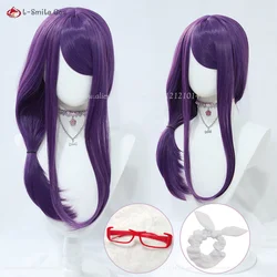 Anime Kamishiro Rize peruka do cosplay kobiety 60cm długie fioletowe peruki żaroodporne włosy syntetyczne Kamishiro Rize okulary Cosplay peruki