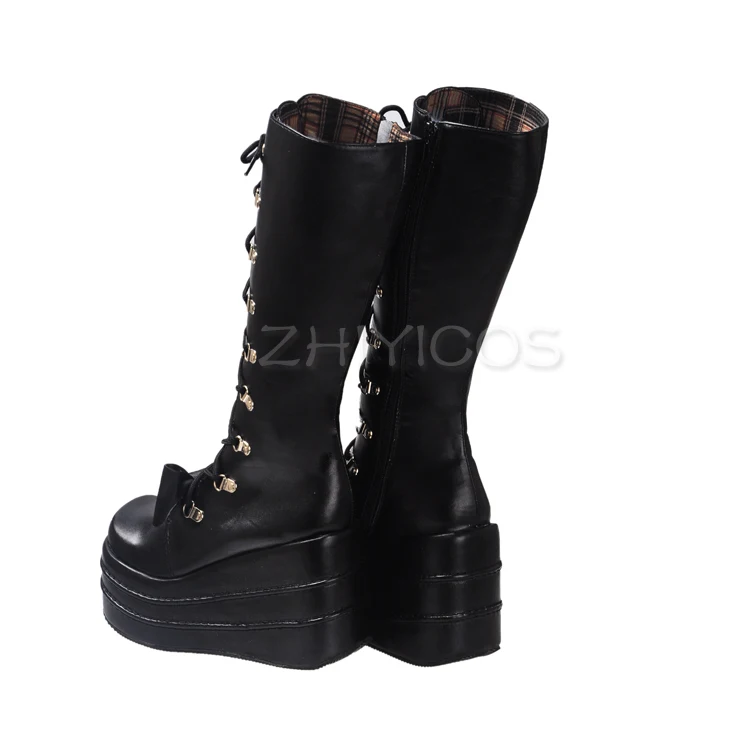 애니메이션 데이트 A 라이브 토키사키 쿠루미 코스프레 신발, 로리타 신발, 여자 할로윈 코스프레 부츠, 하이힐, 블랙 PU 가죽