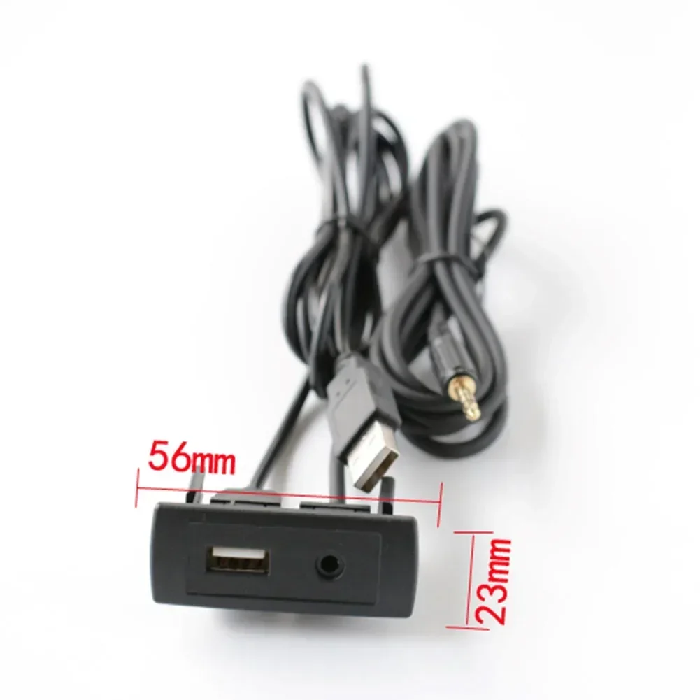 Car USB AUX Port Switch socket cable Switch Adaptor  AUX 3 5mm/USB Interface  Easy Install  ABS Material  Output current 3 1A