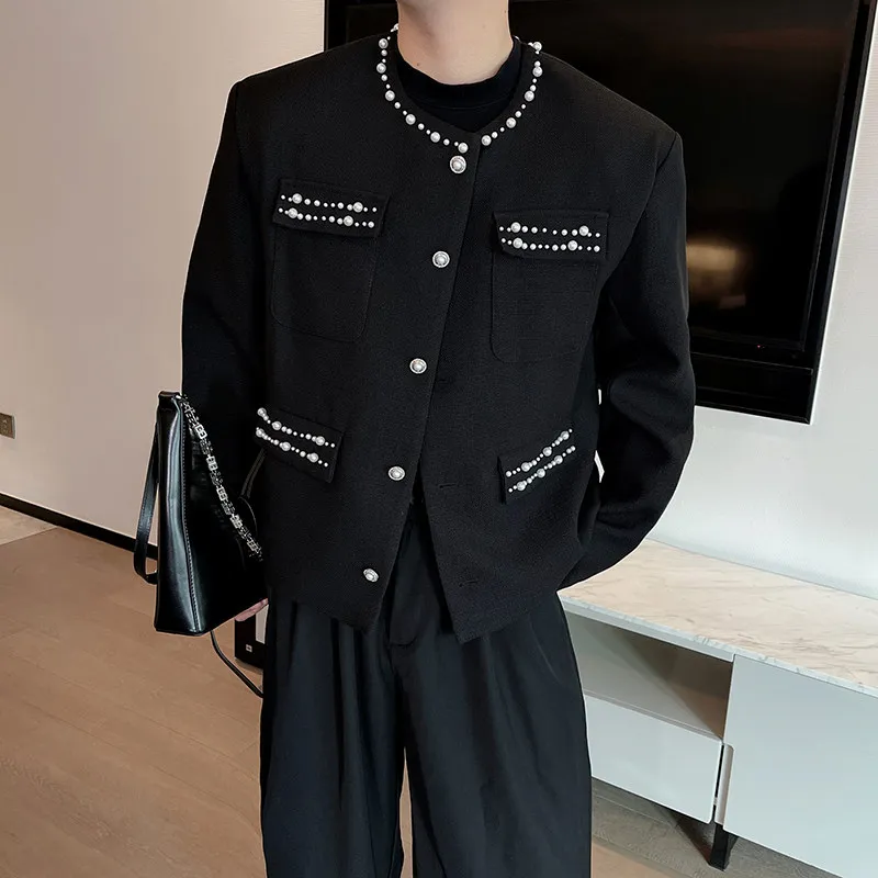 

Ретро китайский Sle ort Jaet Мужской дизайн с жемчужной вышивкой Sensation без воротника Верхняя одежда Haome Autumn Faion