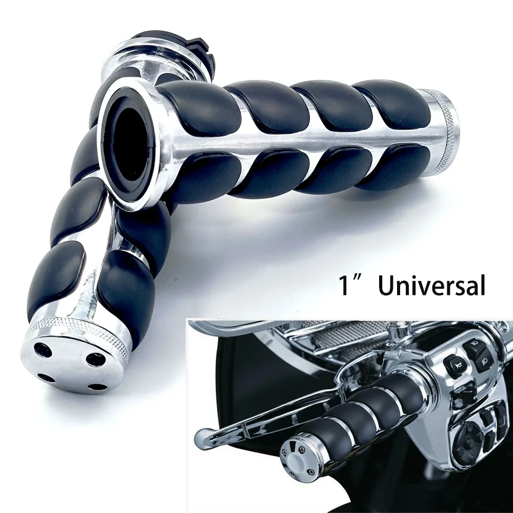 1 Inch Chrome Motorcycle Handlebar Grips 1
