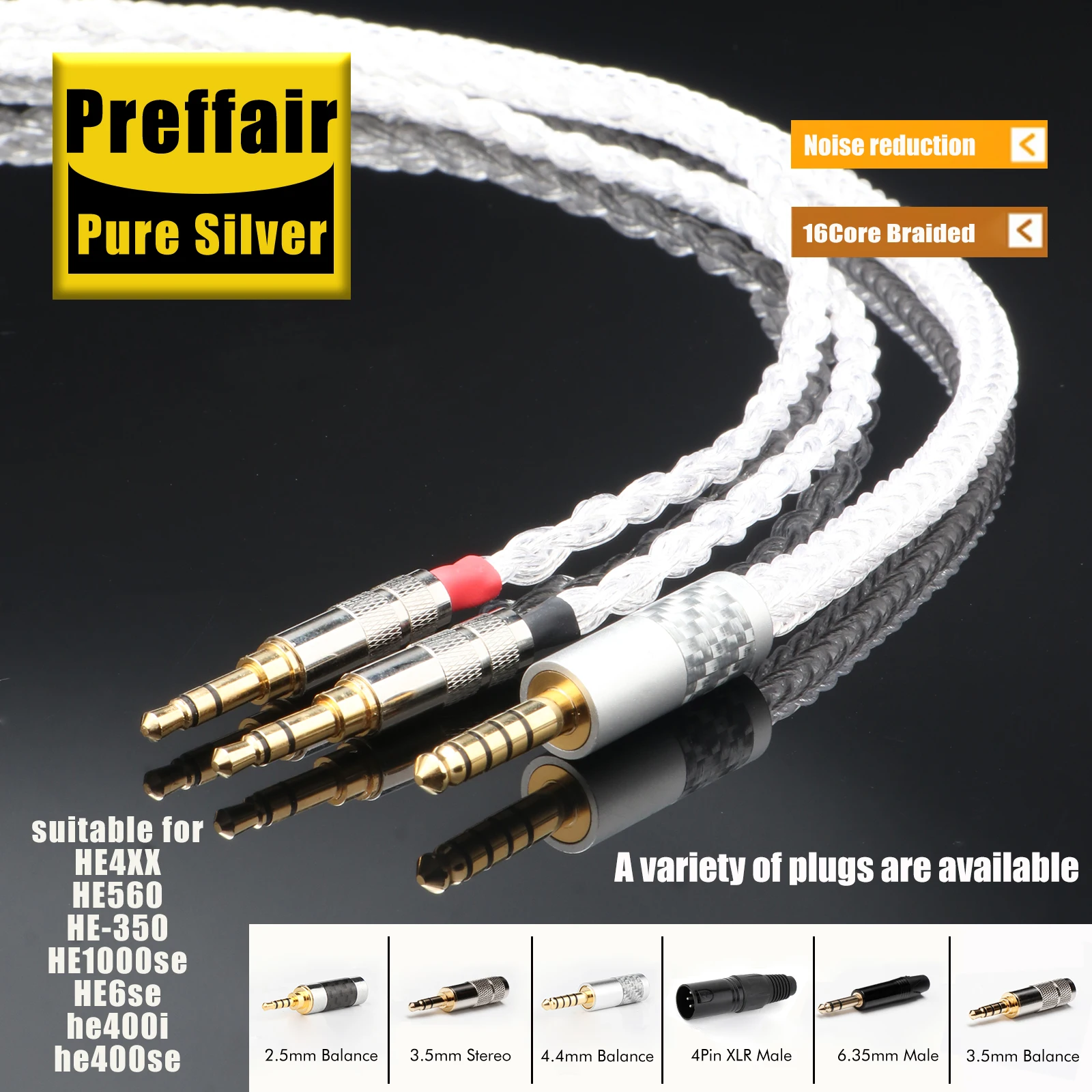 7N (99.99999%) Pure Silver & 0.01% Palladium Alloy Braided Audio Cable – 30AWG (1.3mm) with High-Transparency PVC Sleeve & Inter