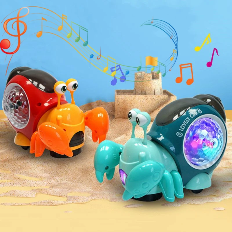 Electronic Pets Crawling Crab Snail Musical Toy for Baby With 3D Lighting Projection Interactive Games Kids Toys Gifts