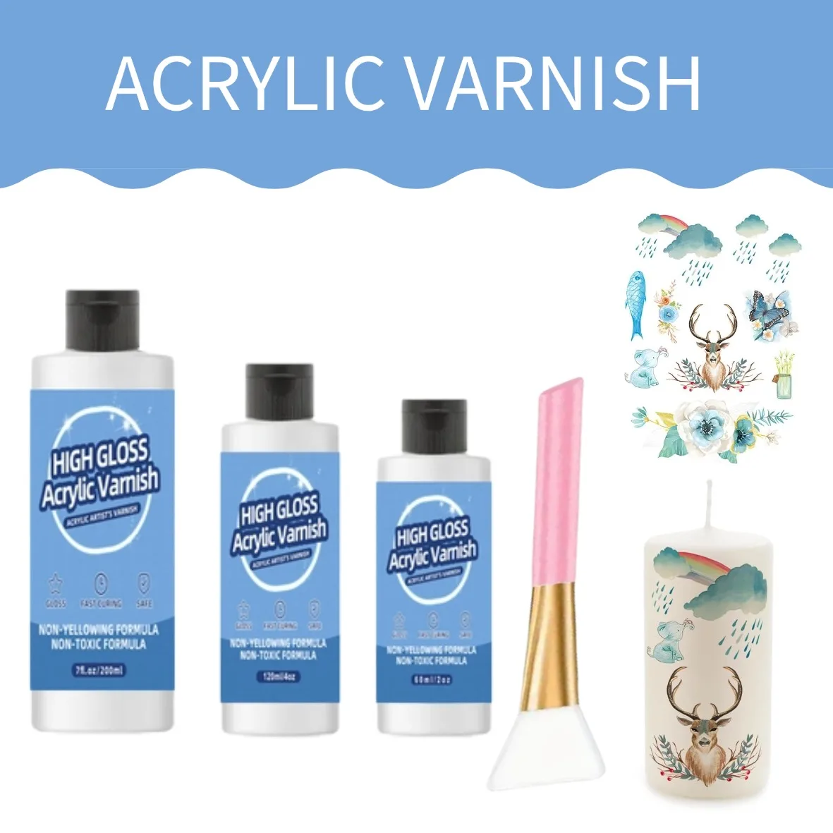 

Глянцевый лак для акриловой живописи, нежелтый, нетоксичный, против трещин, базовый лак для профессиональных художников, художников-хобби и детей