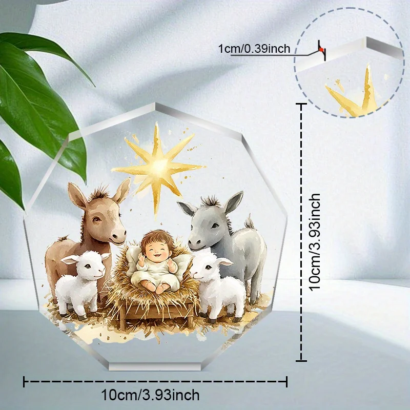 1 قطعة شجرة عيد الميلاد الديكور 2D شقة مضلع الاكريليك قلادة مريم العذراء الحيوان ستار اللون قلادة عطلة هدية ديكور المنزل