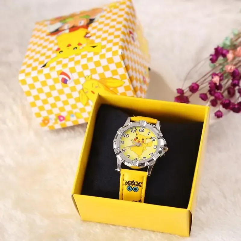 Pocket Monster Pikaqiu kawaii Fashion Trend Creative Watch Boys and Girls Children's Anime Cartoon Birthday Gift Box