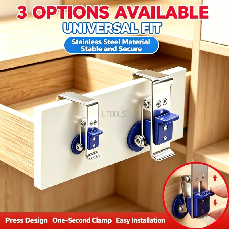 Quick Press Drawer Installation Clamp Stainless Steel Panel Holder Clip for Cabinet Woodworking Auxiliary Drawer Mounting Tool
