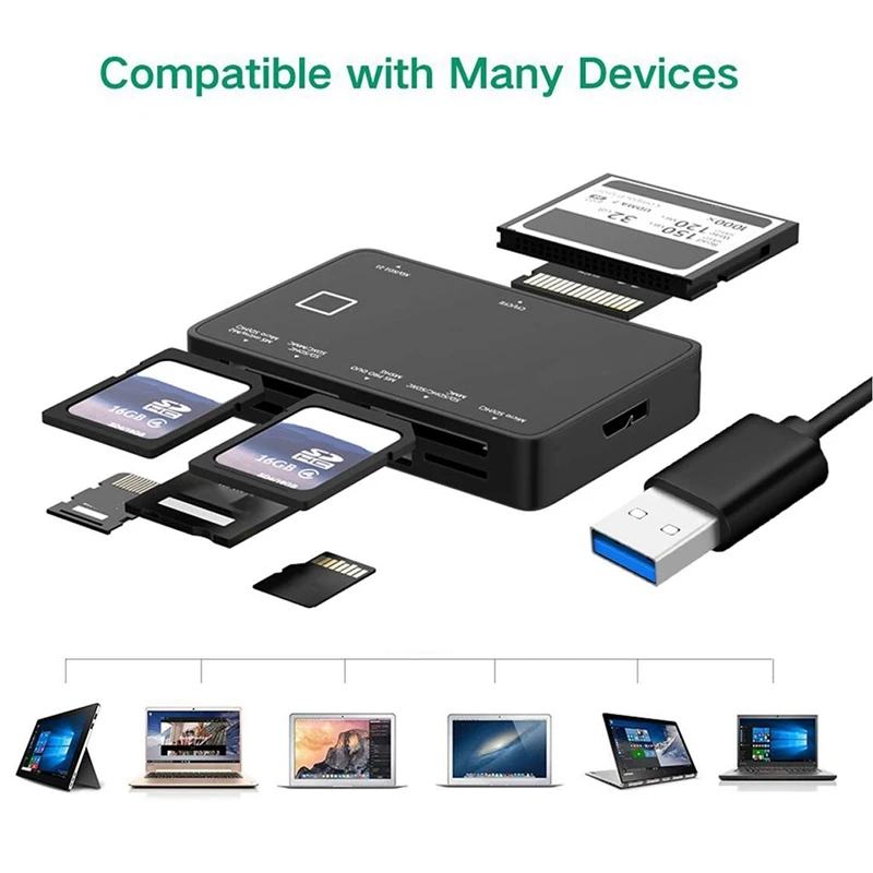 A95I-New USB 3.0 Multifunction Card Reader CF/XD/MS/SD/TF Memory Card 7 In 1 USB Card Reader 5Gbps For PC Laptop Replacement