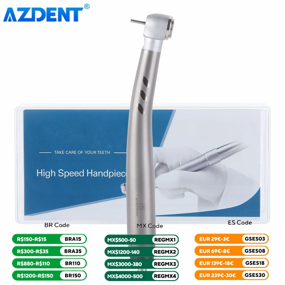 Generador electrónico integrado Dental, pieza de mano LED de alta velocidad, rodamiento AZDENT de cerámica, cabezal estándar, botón pulsador, 4