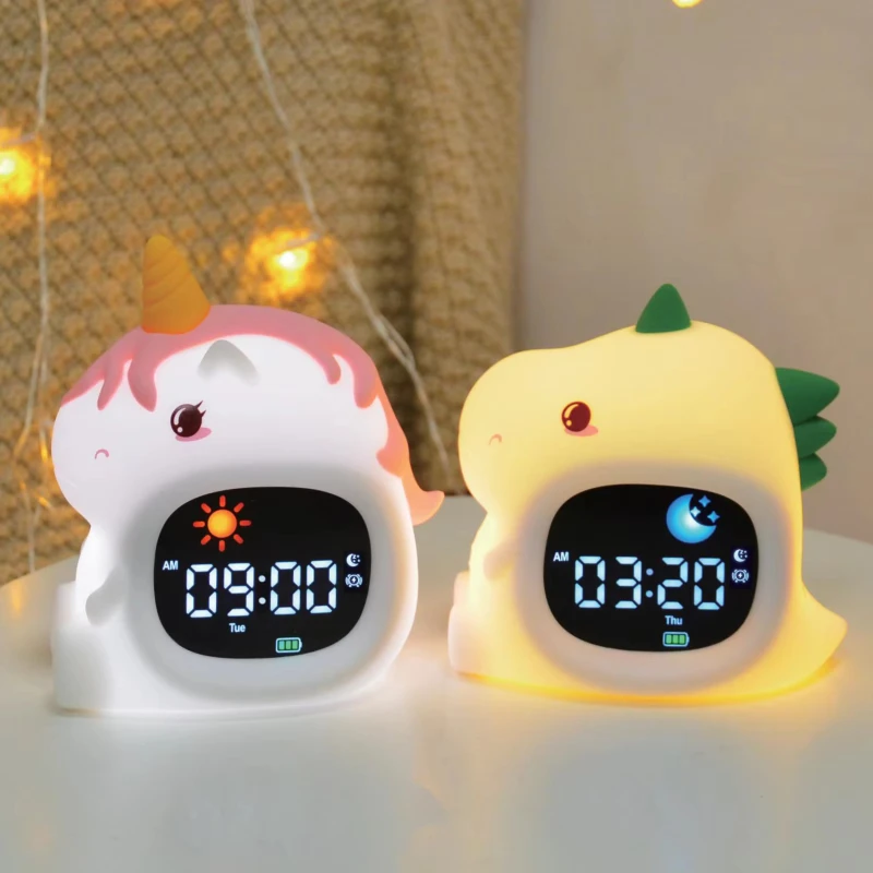 Kids Alarm Clock & Sleep Training Clocksilicone Night Light For Toddlers, Colorful Changing Touch Lamp For Children Bedroom