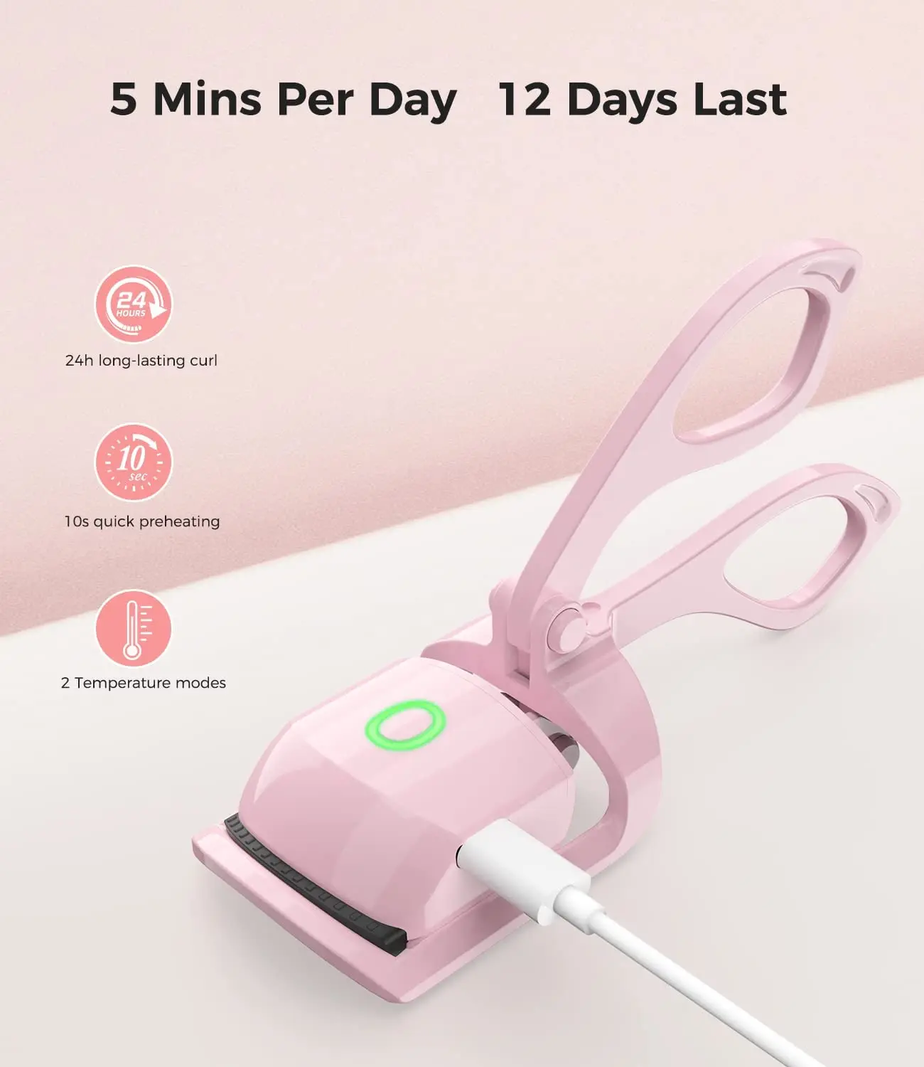 Electric Heated Eyelash Curler Eyelashes Curls Thermal Eyelash Curler Temperature Control Charging Mini Long Lasting Makeup Tool