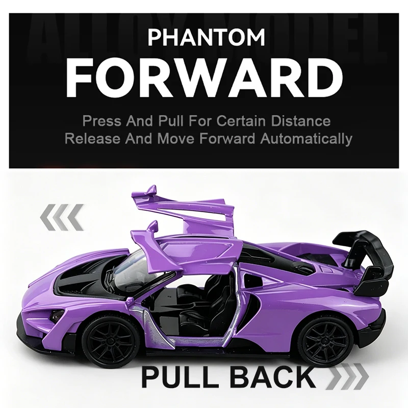 1:43 Alloy Vintage Diecast Car Model Car Classic SennaS Hypercar Model Pull Back Car Model Miniature Vehicle Replica Gift